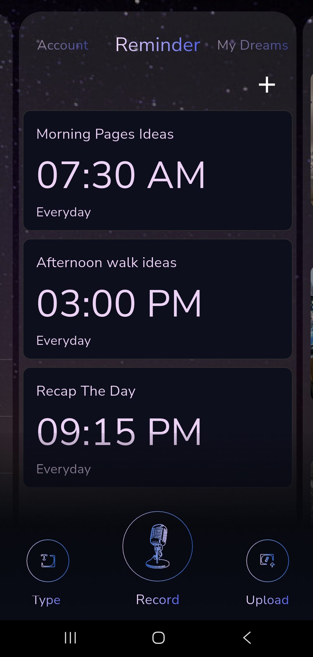 Set reminders to record your ideas
